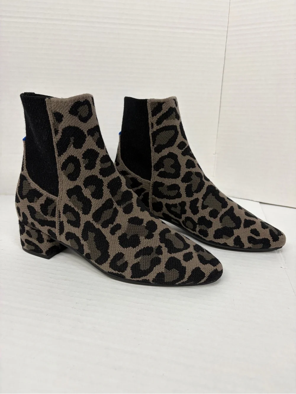Rothy’s The Classic Boot Gray Black - Knit Cool Cat (Leopard Print) Size 9.5